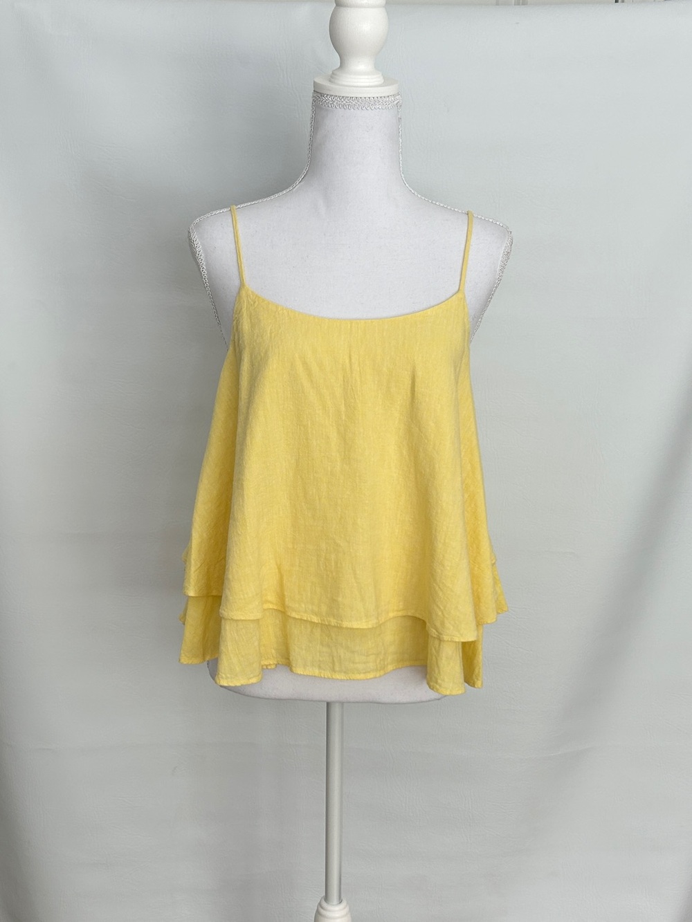 BP. Nordstrom NWT Yellow Linen Blend Layered Ruffle Cami Tank Top M